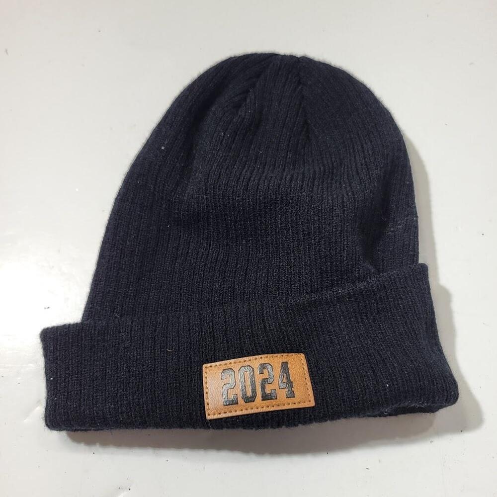 2024 Hat Beanie Knit Black Cuffed Warm Winter Ribbed Patch Mens Unisex Skullcap